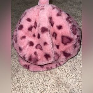 Fuzzy Pink Leopard Hat